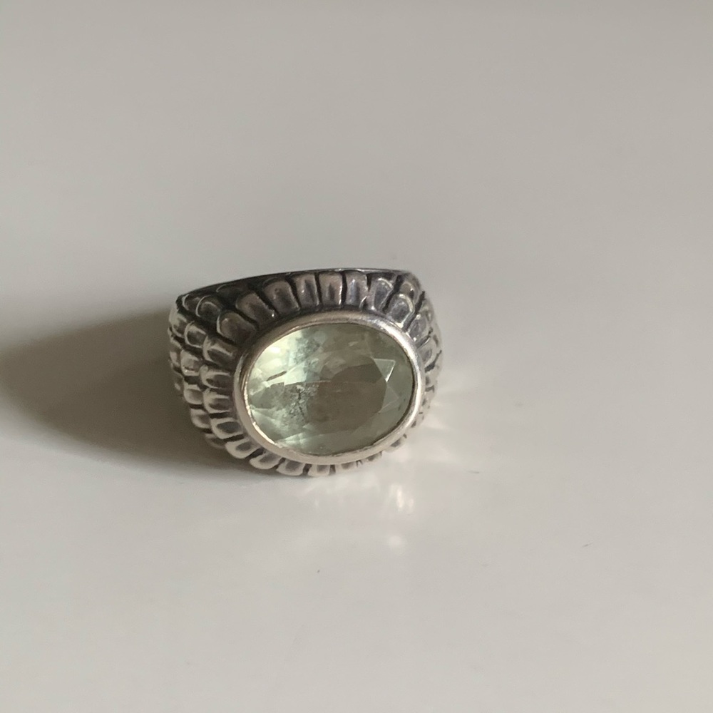 Sterling Silver Peridot Stone Dome Ring for EUC - Picture 4 of 6